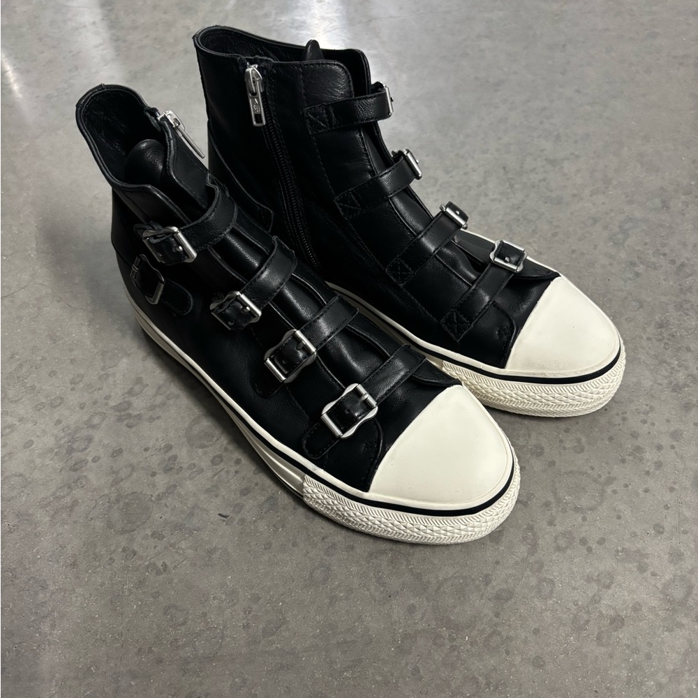 Ash Black and White High-Top Sneakers